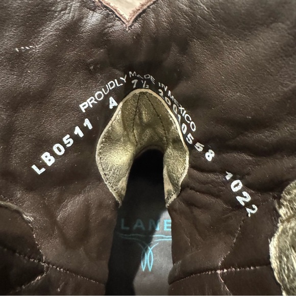 Lane Dolly Pearl Stud Jeweled Cowboy Western Metallic Gold Leather Bootie Boots - Picture 13 of 14